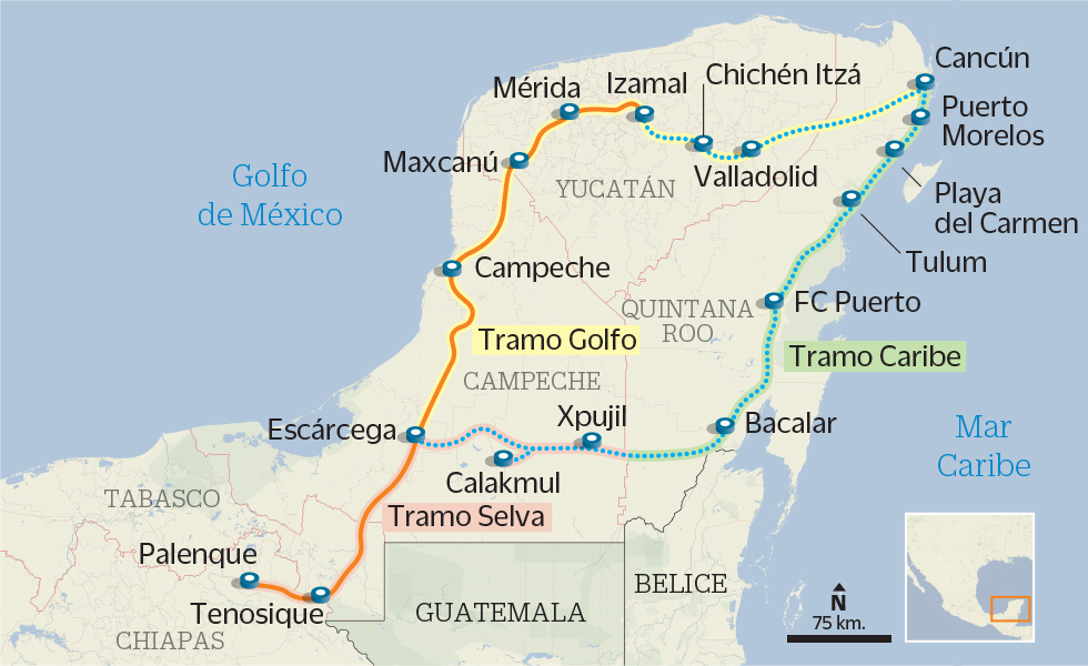 Tren maya mapa