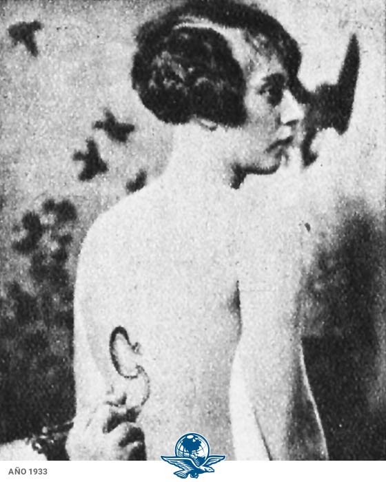 Mochilazo en el tiempo, Comparativa del tatuaje de una mujer londinense de 1933 y una fotografía actual cortesía de Jorge Soria.